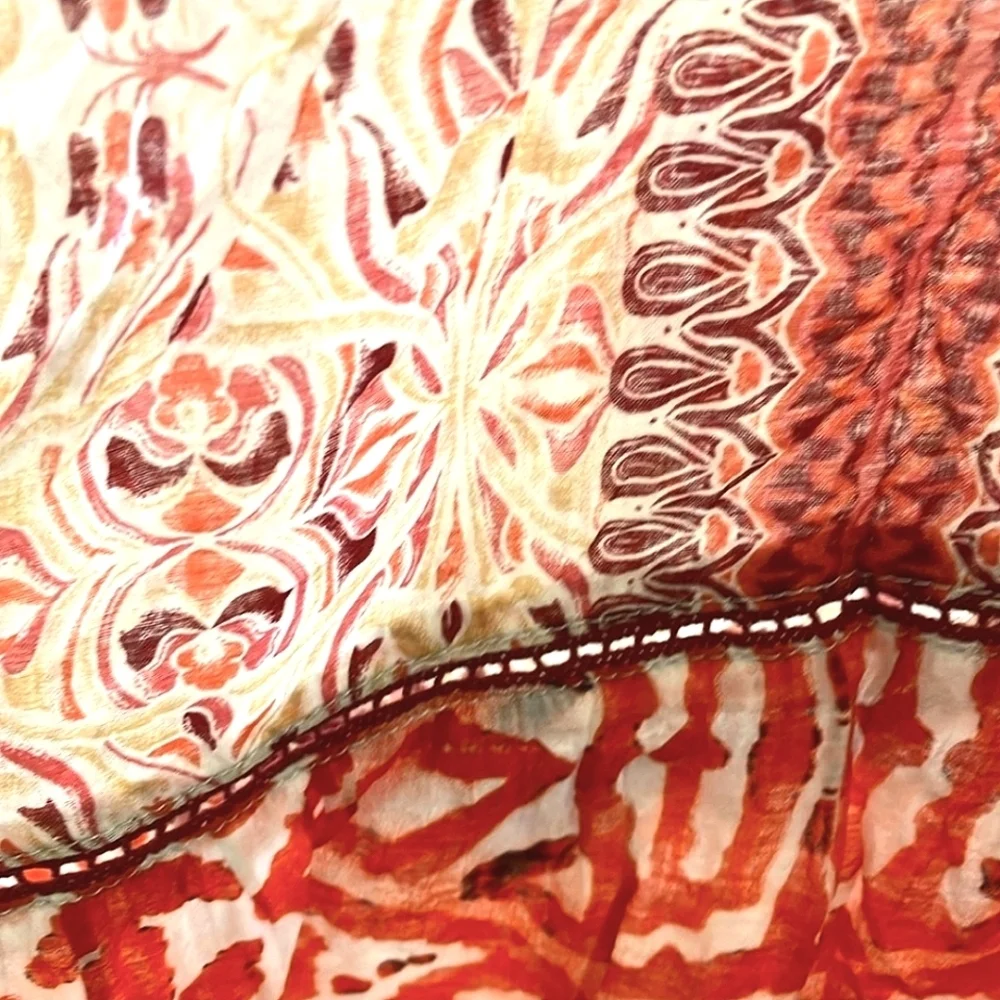 Easel "Lunch In The Garden" Orange and White Floral Boho Kimono, Size 3X. NWT - Picture 10 of 11